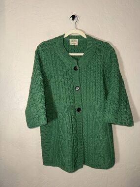 Kilronan knitwear 100% merino wool made in Ireland 3/4 sleeve cardigan sweater